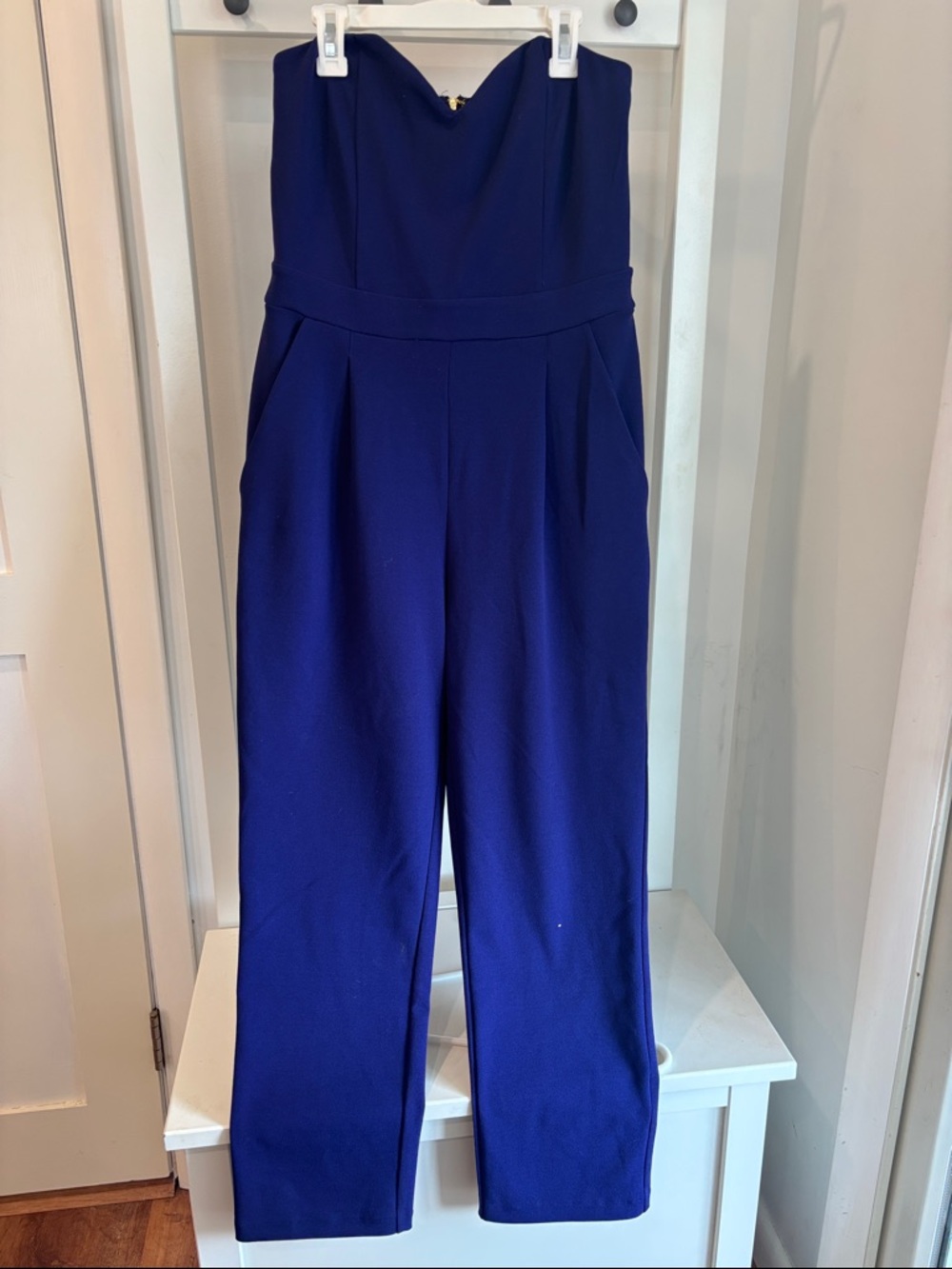 Express Strapless Cobalt Blue Jumpsuit